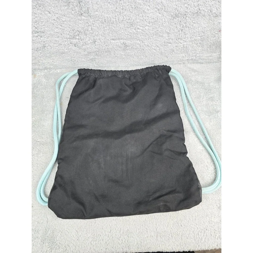 ​Adidas Black Drawstring Gym Bag Cinch Backpack Mint Blue Accents Gym Sports
